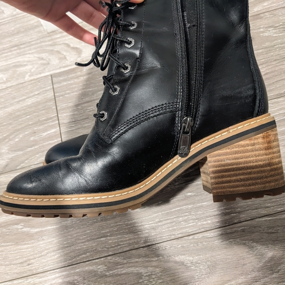 Timberland High Sienna Waterproof side zip stacked heel lace up Chelsea boots - Picture 6 of 13